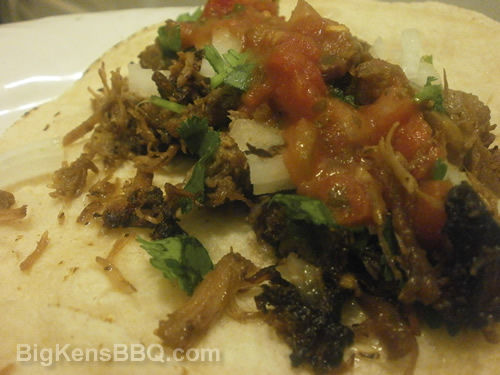 pork carnitas taco on a plate